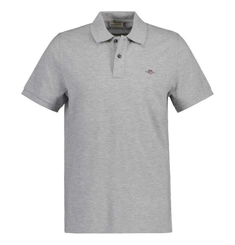 Тениска Shield от памучно пике с яка - Сив Gant