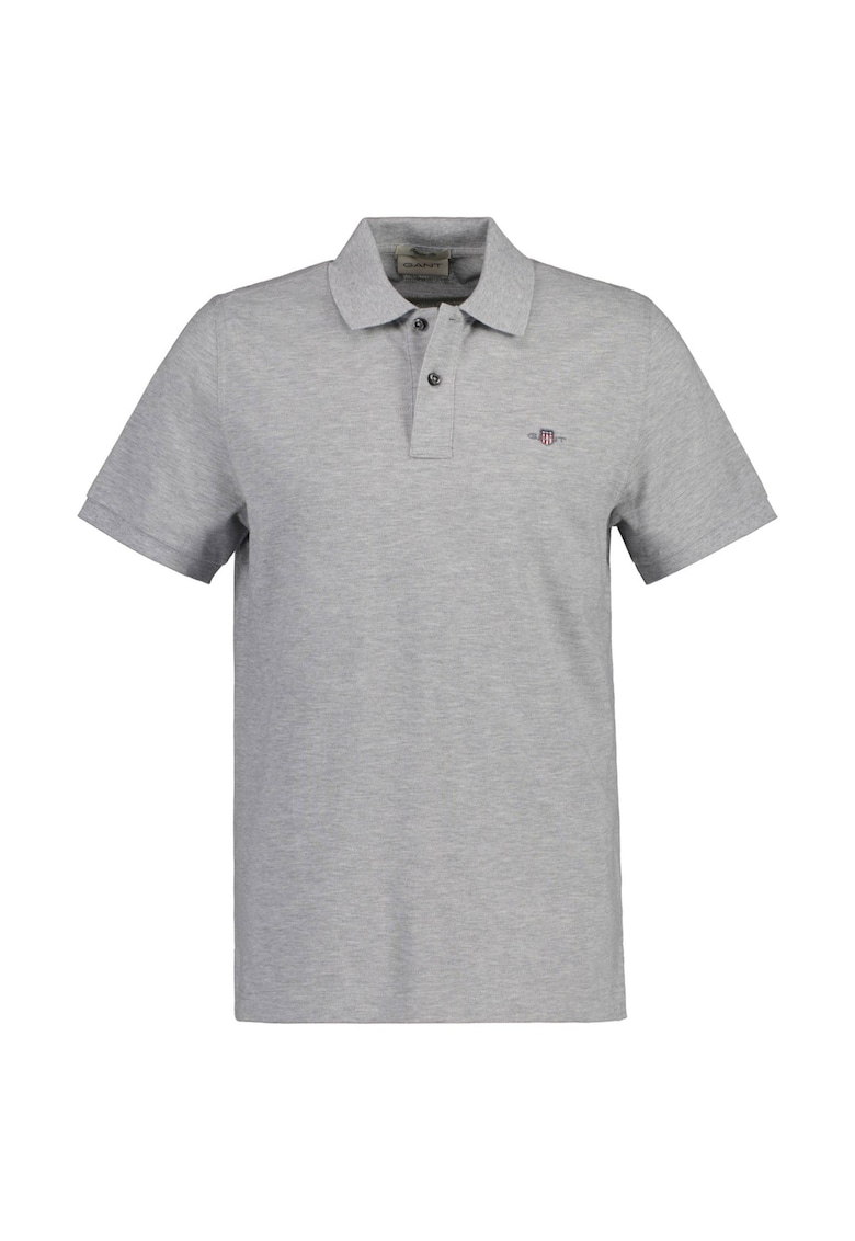 Тениска Shield от памучно пике с яка - Сив Gant