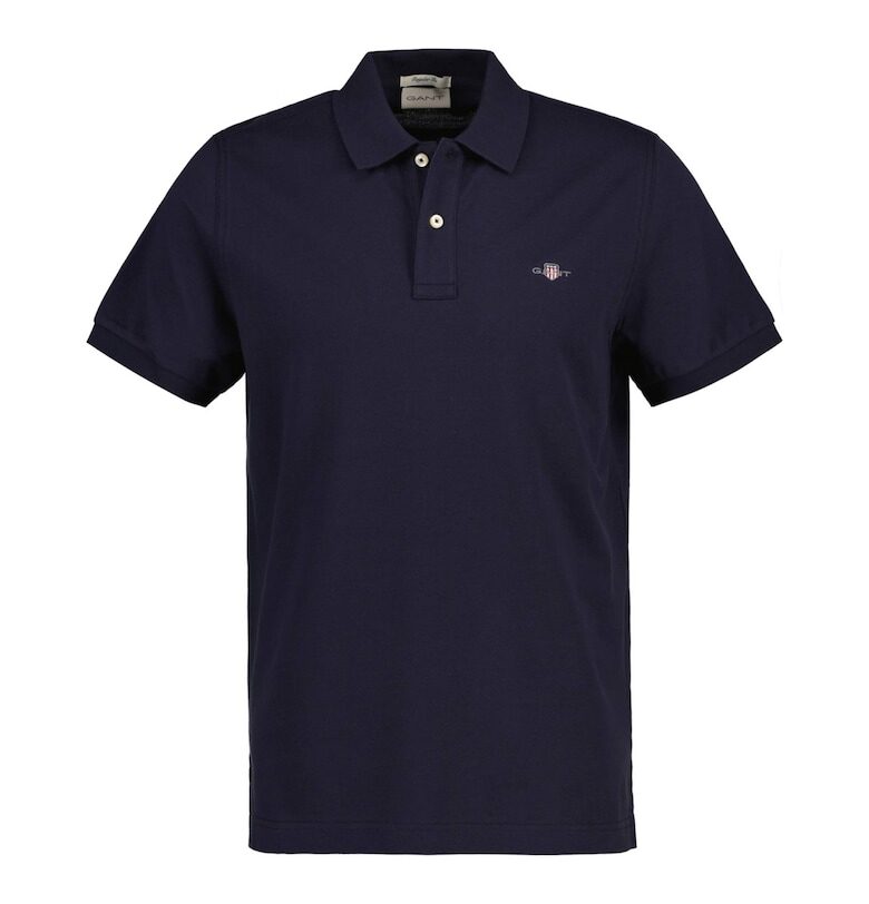 Тениска Shield от памучно пике с яка - Тъмносин Gant