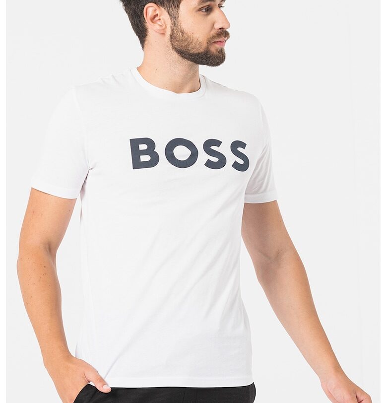 Тениска Thinking с гумирано лого - Черен/Бял BOSS