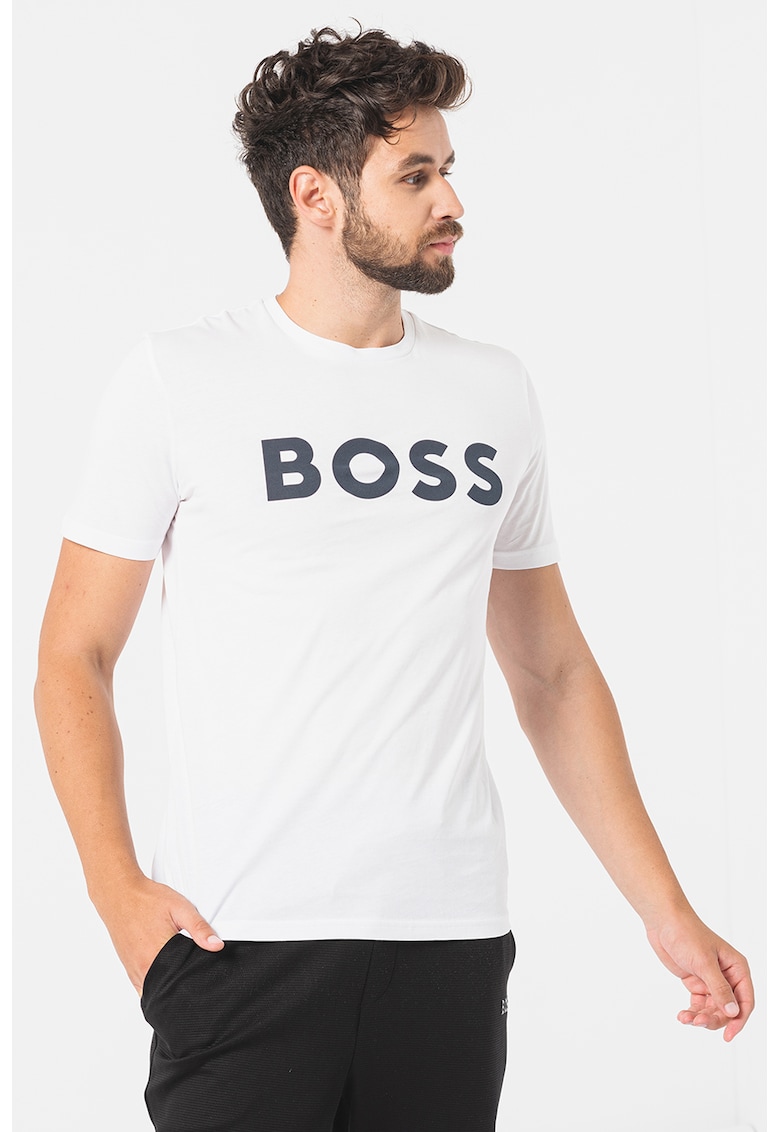 Тениска Thinking с гумирано лого - Черен/Бял BOSS