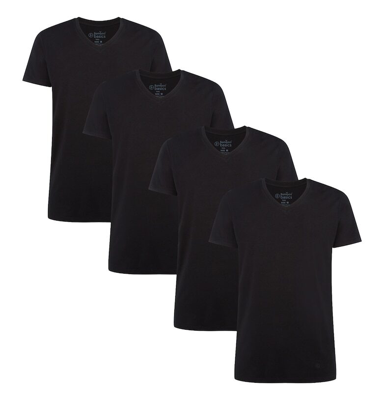 Тениска Velo с шпиц - 4 броя - Черен Bamboo Basics