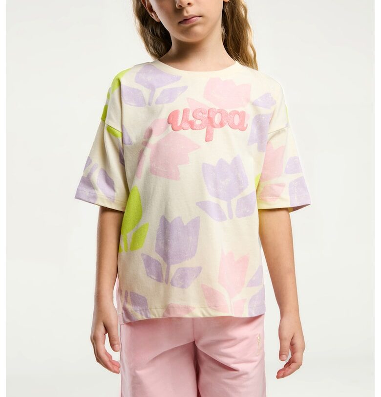 Тениска и шорти - 2 части - Светлорозов/Крем US Polo Assn