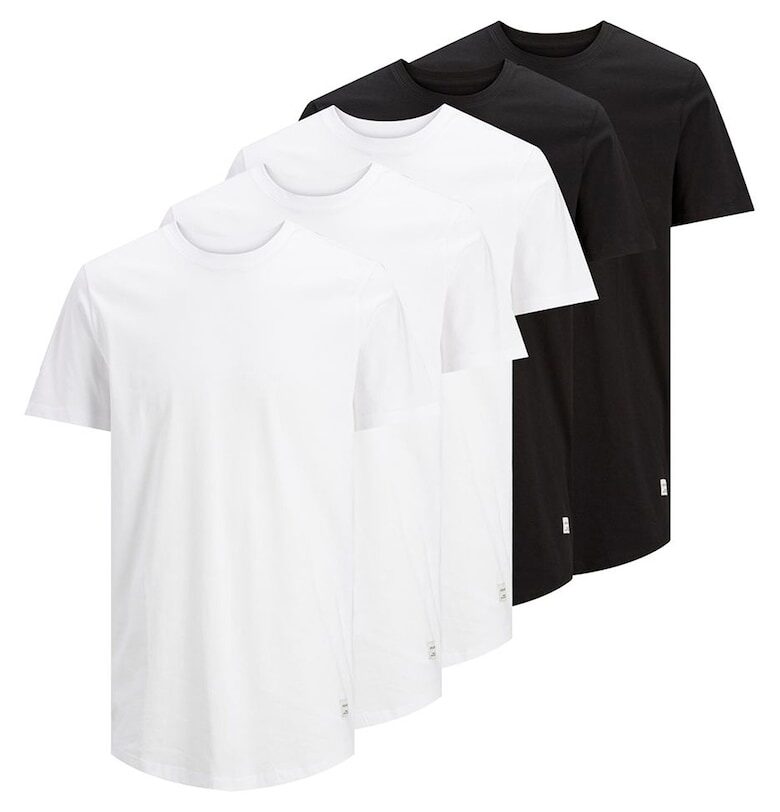 Тениска от органичен памук - 5 броя - Бял/Черен Jack  Jones