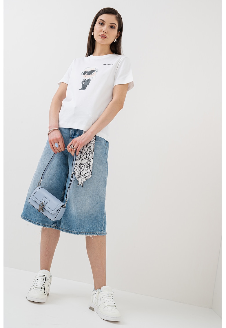 Тениска от органичен памук и шарка - Бял Karl Lagerfeld