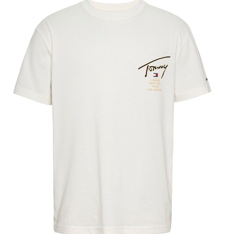 Тениска от органичен памук с лого - Бял/Бежов Tommy Jeans