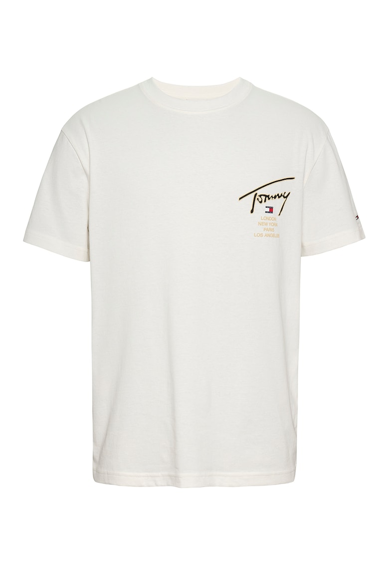 Тениска от органичен памук с лого - Бял/Бежов Tommy Jeans