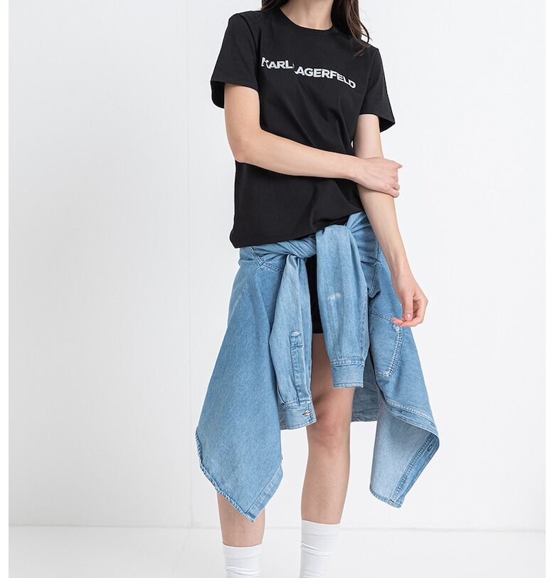 Тениска от органичен памук с лого - Черен Karl Lagerfeld