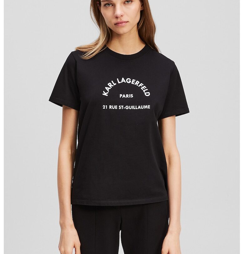 Тениска от органичен памук с принт - Черен Karl Lagerfeld