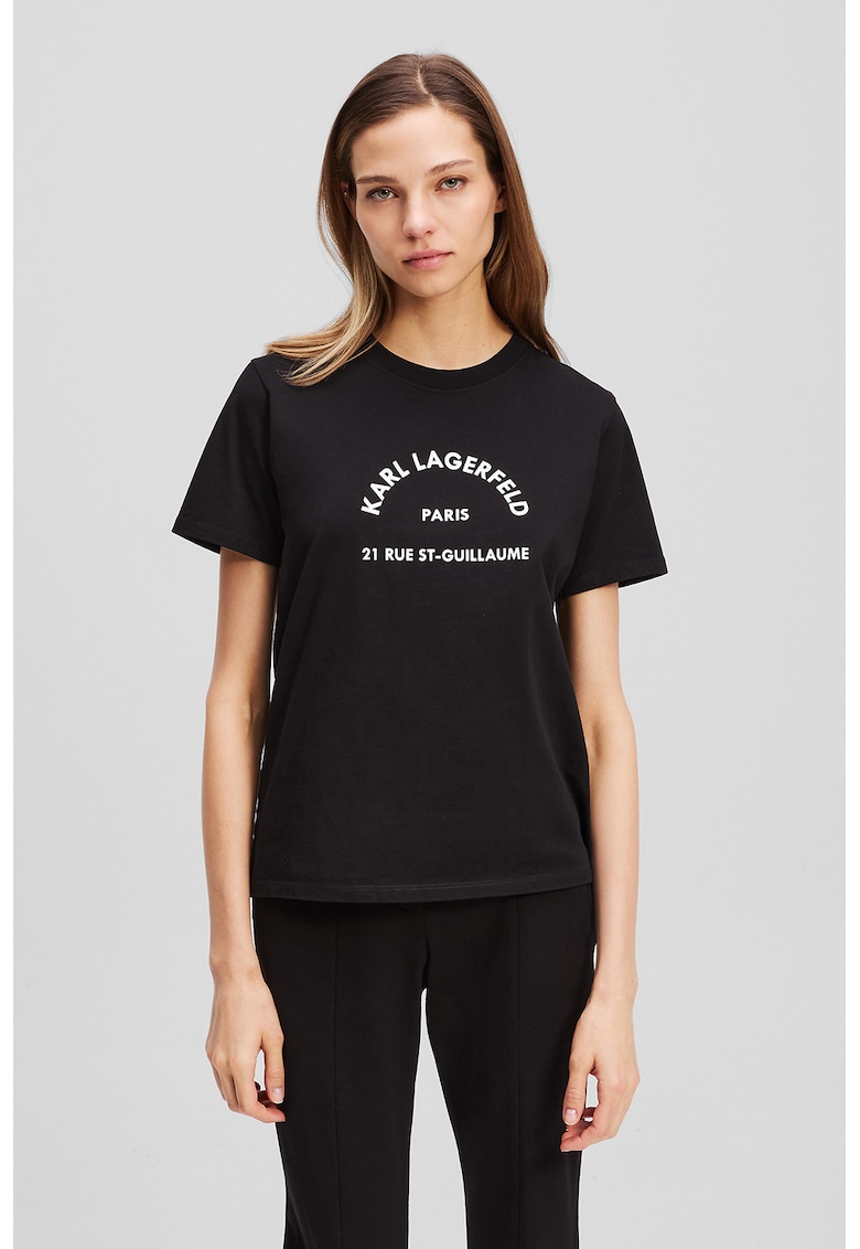 Тениска от органичен памук с принт - Черен Karl Lagerfeld