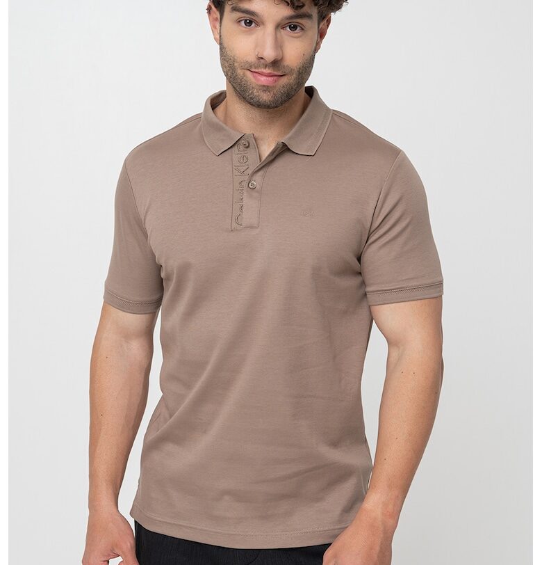 Тениска от органичен памук с яка CALVIN KLEIN