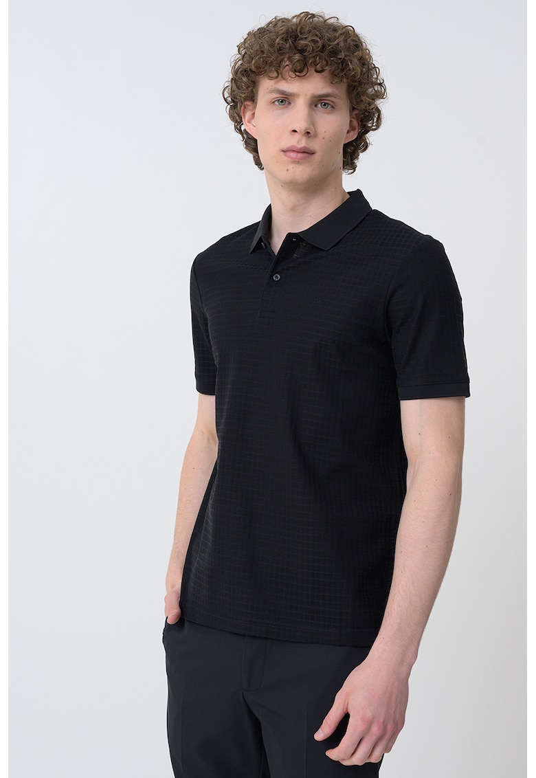 Тениска от органичен памук с яка CALVIN KLEIN