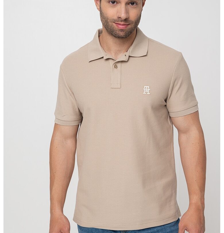 Тениска от органичен памук с яка - Бежов Tommy Hilfiger