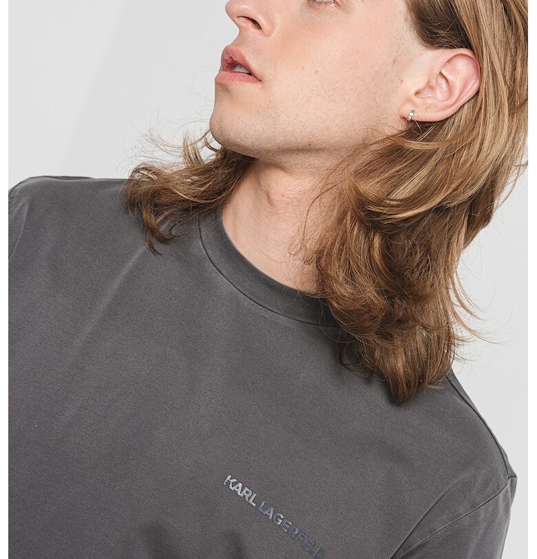 Тениска от памук с лого - Tъмносив Karl Lagerfeld