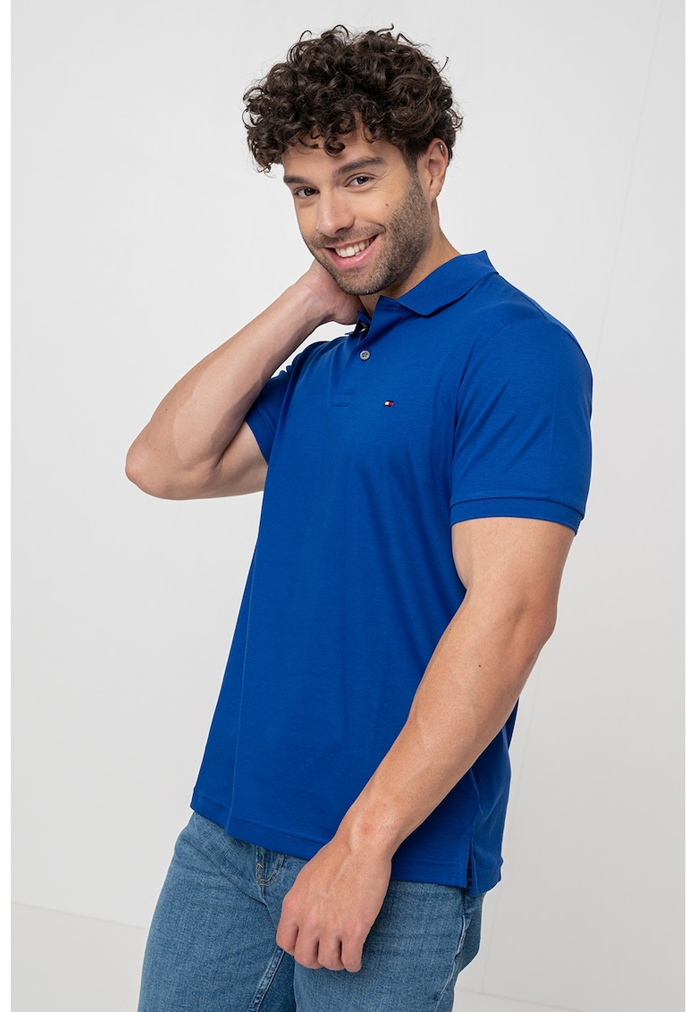 Тениска от памук с яка - Кралско Синьо Tommy Hilfiger