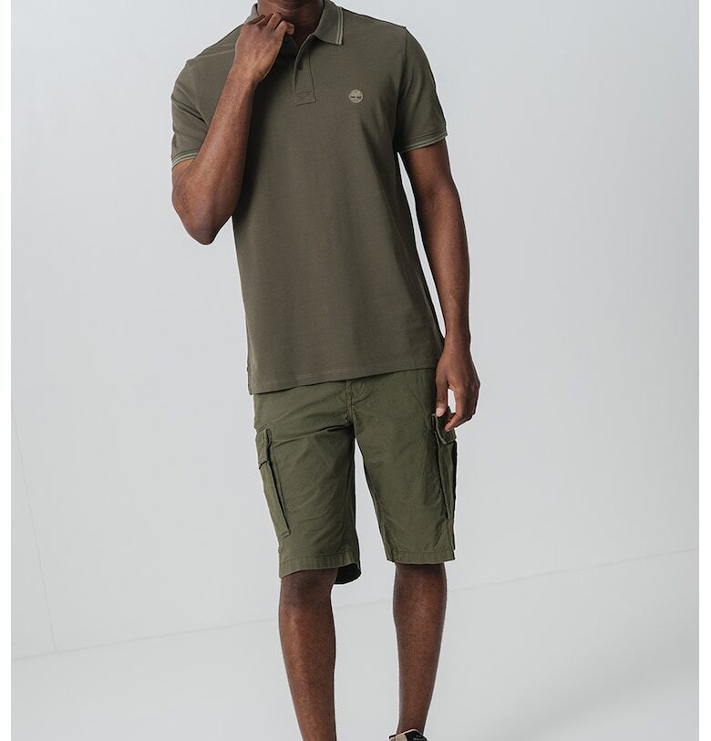 Тениска от памучно пике с яка - Папратово зелено Timberland