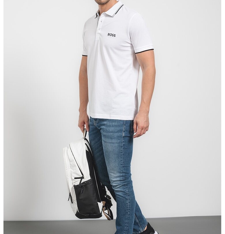 Тениска от пике Paddy Pro с яка - Бял BOSS