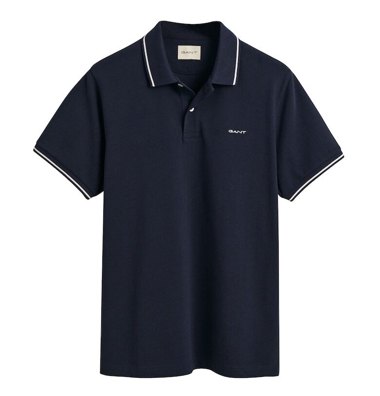 Тениска от пике с яка - Син Gant