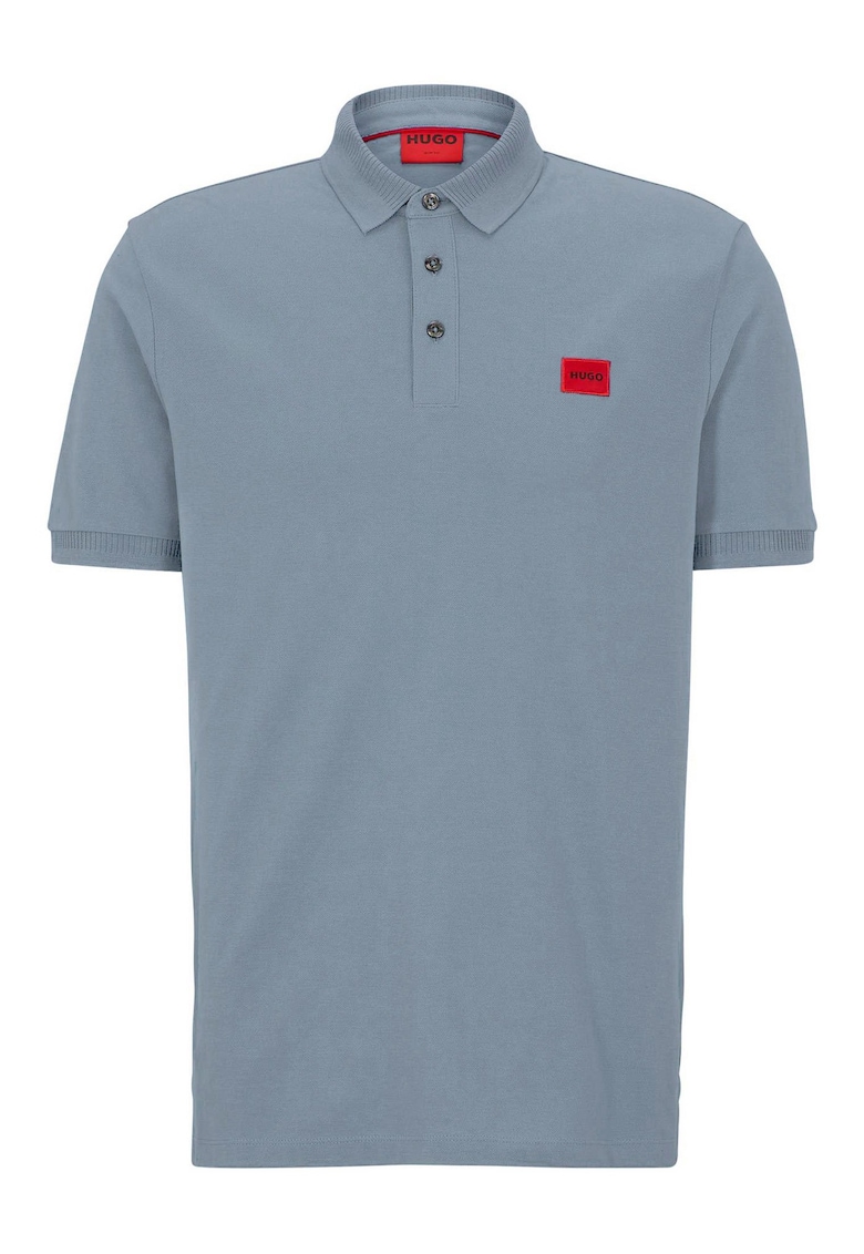 Тениска по тялото с яка - Син HUGO