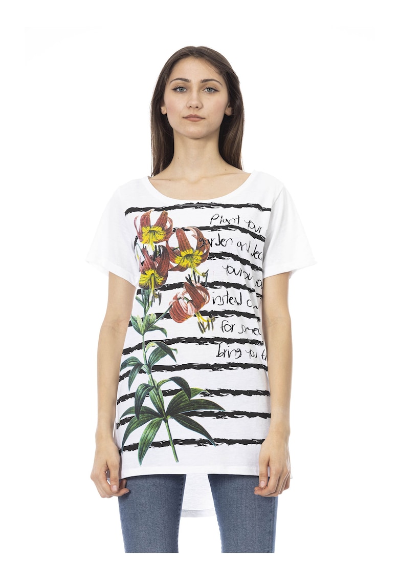 Тениска с асиметричен подгъв - Бял Trussardi