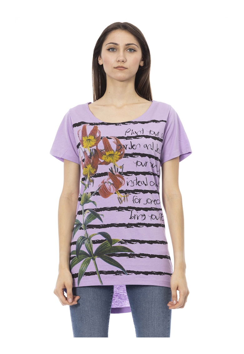 Тениска с асиметричен подгъв - Лилав Trussardi