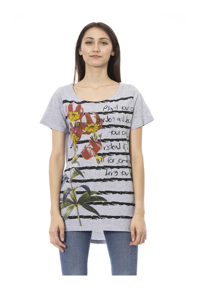 Тениска с асиметричен подгъв - Сив Trussardi