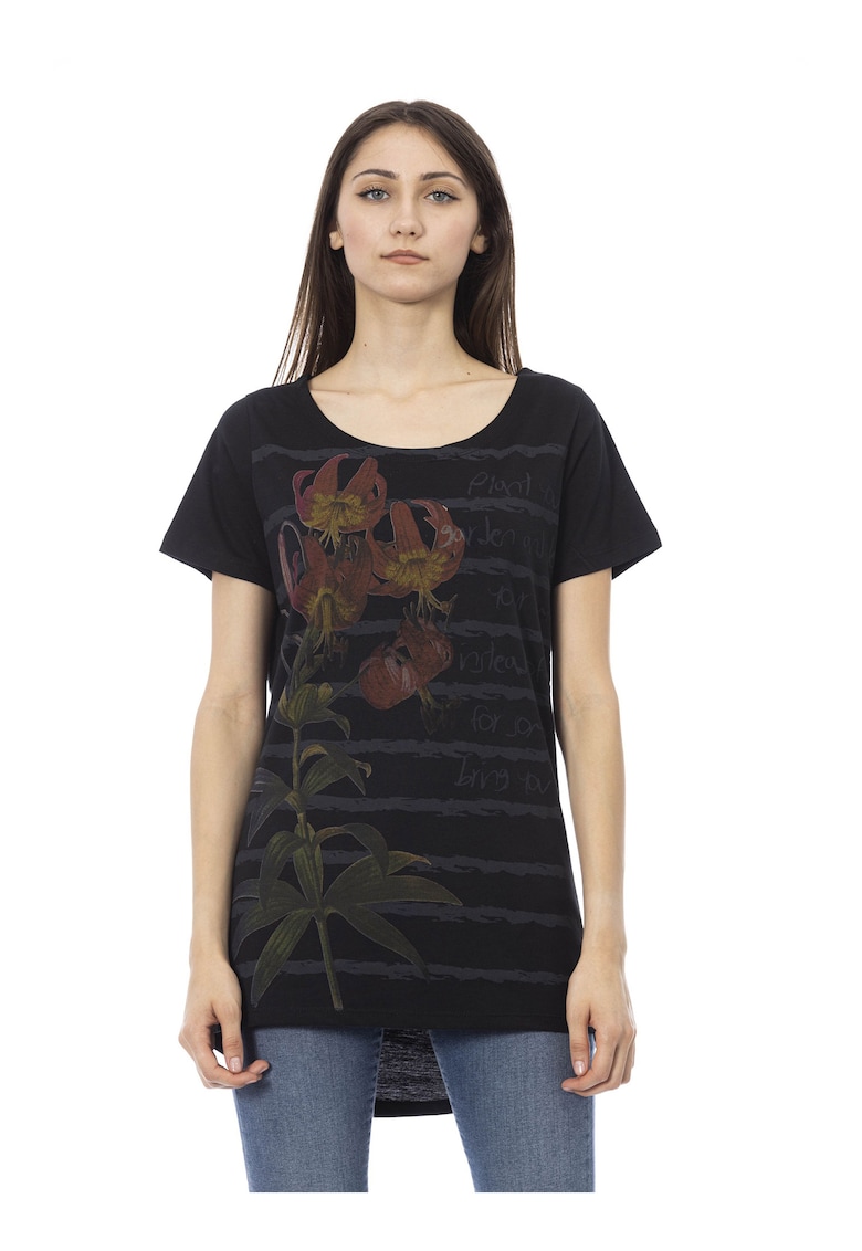 Тениска с асиметричен подгъв - Черен Trussardi