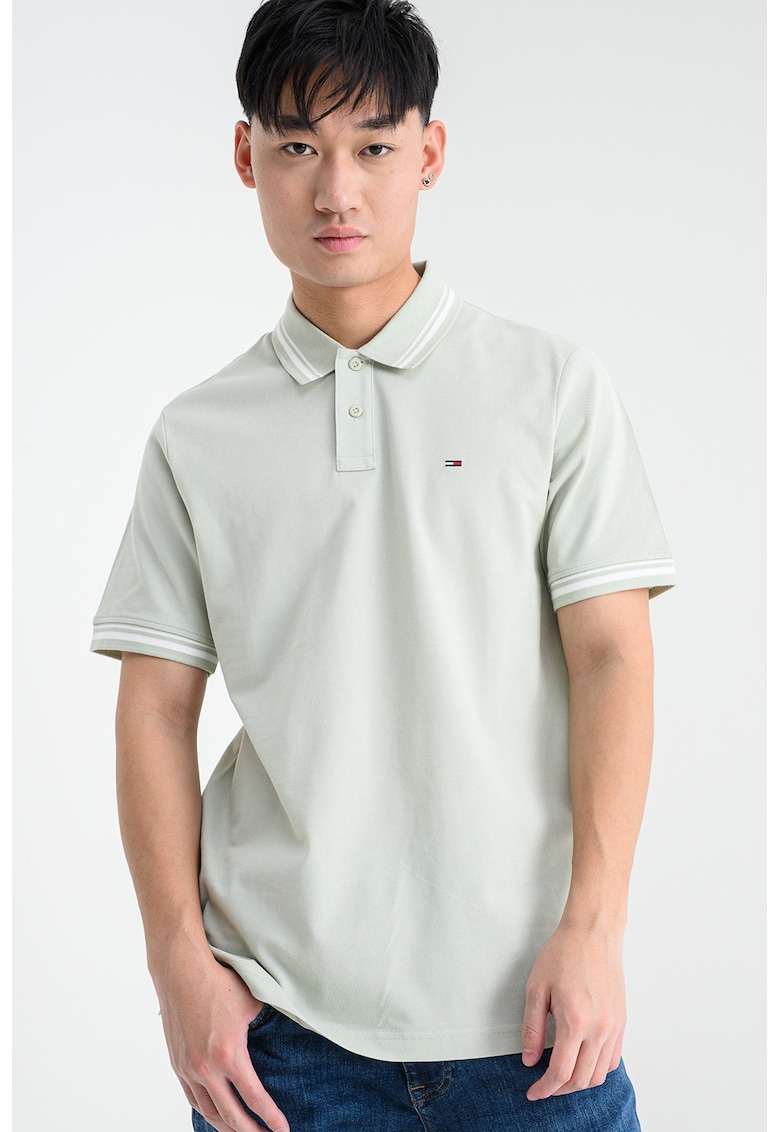 Тениска с контрастен подгъв - Бял/Бледозелен Tommy Jeans