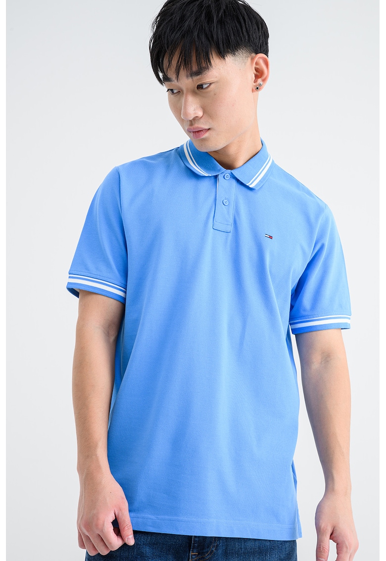 Тениска с контрастен подгъв - Бял/Светлосин Tommy Jeans