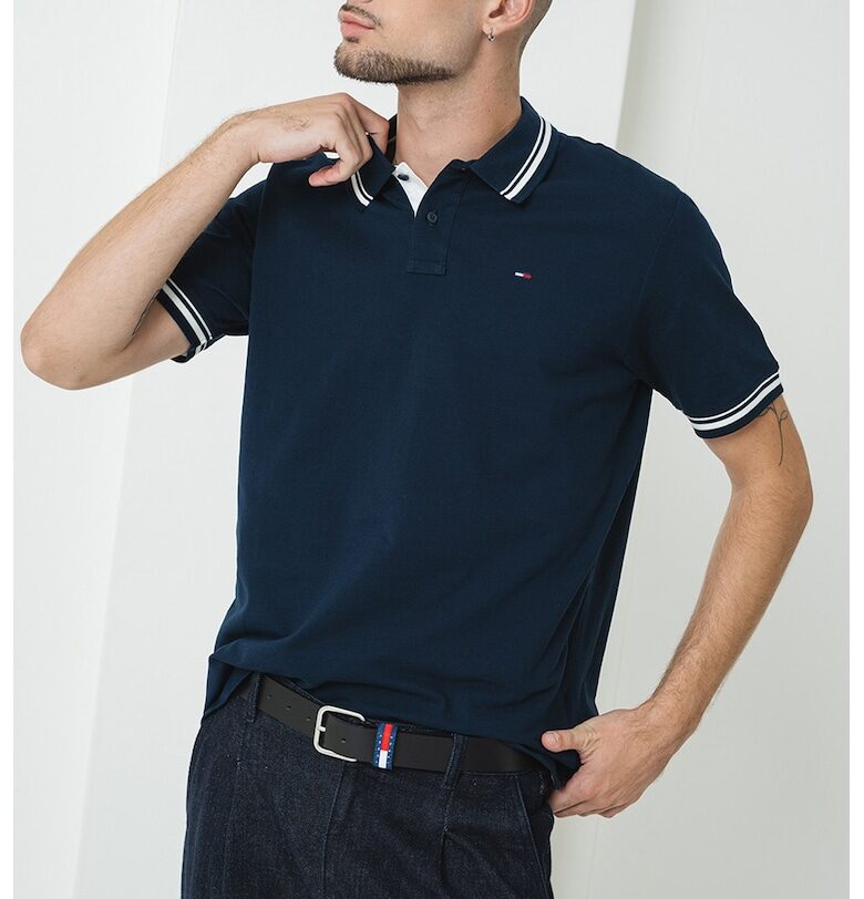 Тениска с контрастен подгъв - Бял/Тъмносин Tommy Jeans