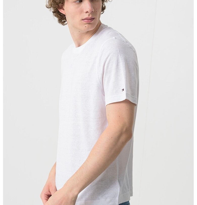 Тениска с лен - Бял Tommy Hilfiger