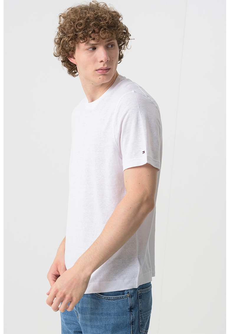Тениска с лен - Бял Tommy Hilfiger