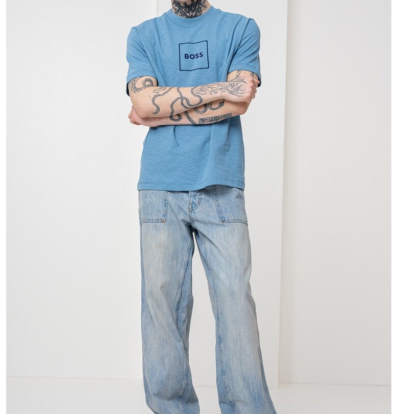 Тениска с лен - Лавандула BOSS