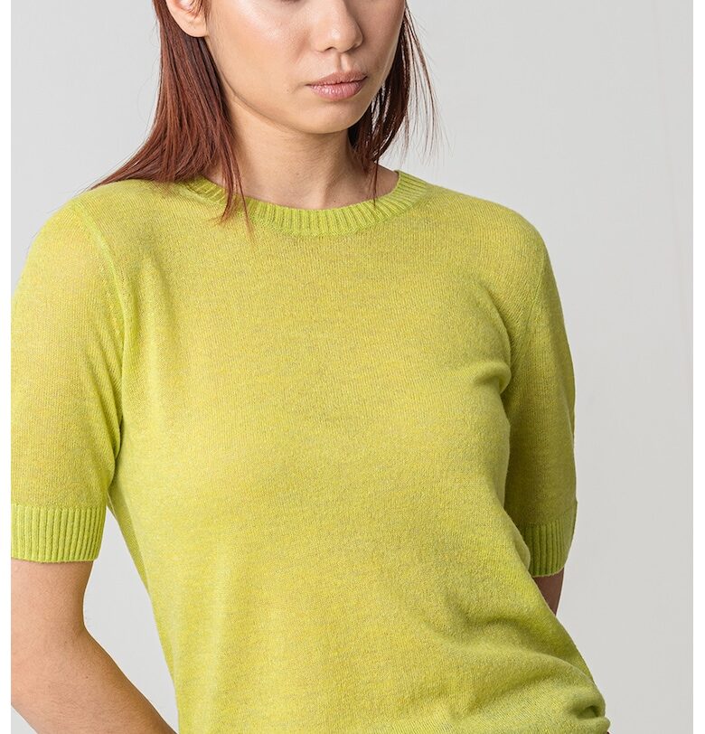 Тениска с лиосел и вълна - Лайм зелено MaxCo