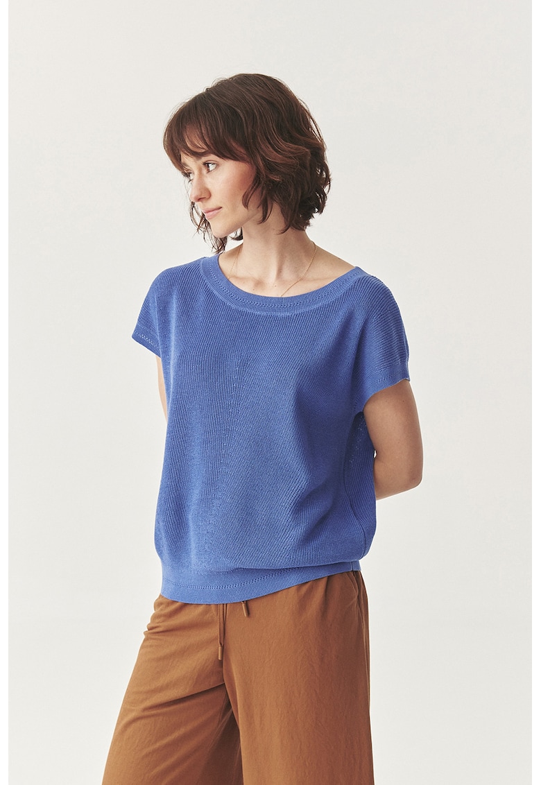 Тениска с лиосел и лен - Индигово синьо Tatuum