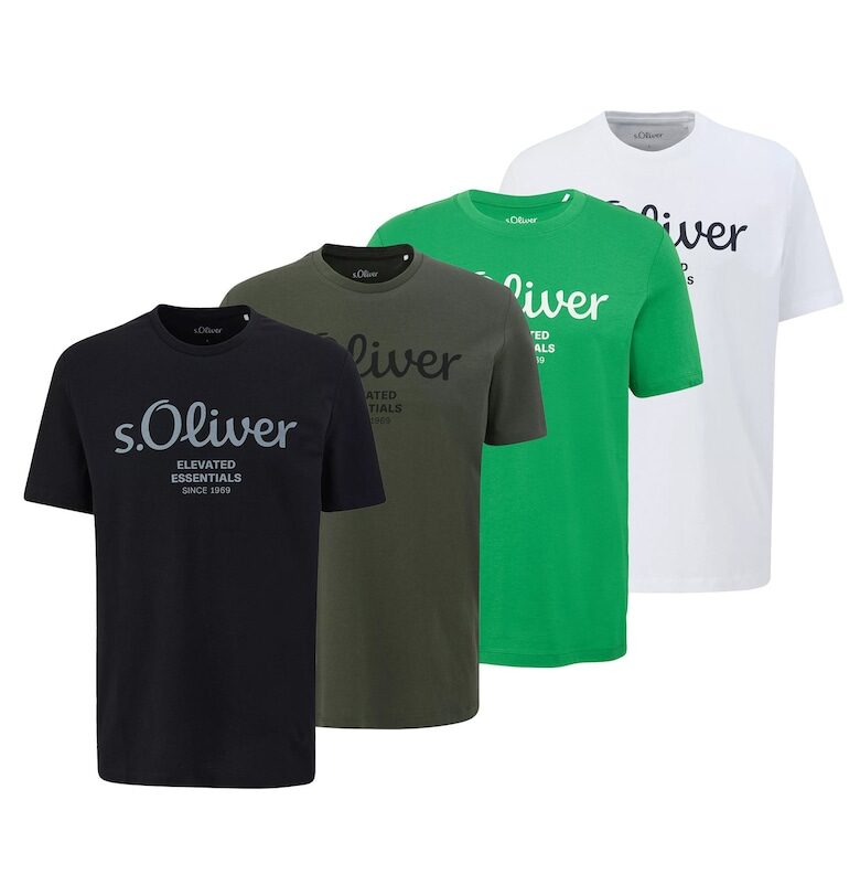 Тениска с лого - 4 броя - Бял/Зелен/Черен sOliver