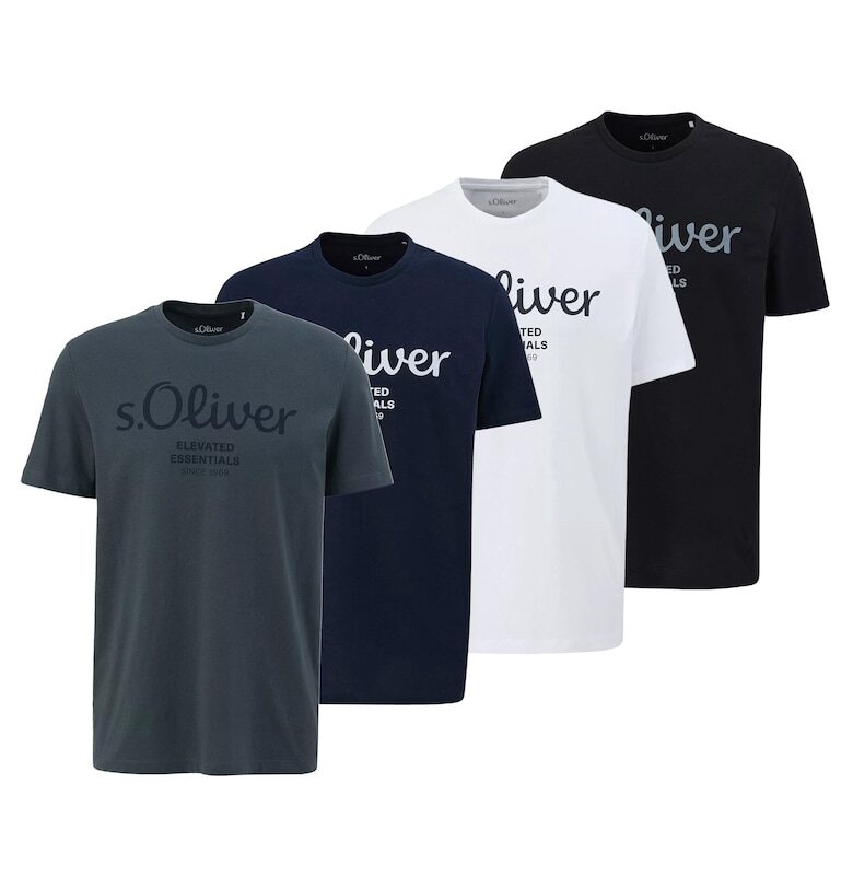 Тениска с лого - 4 броя - Бял/Черен/Tъмносив sOliver