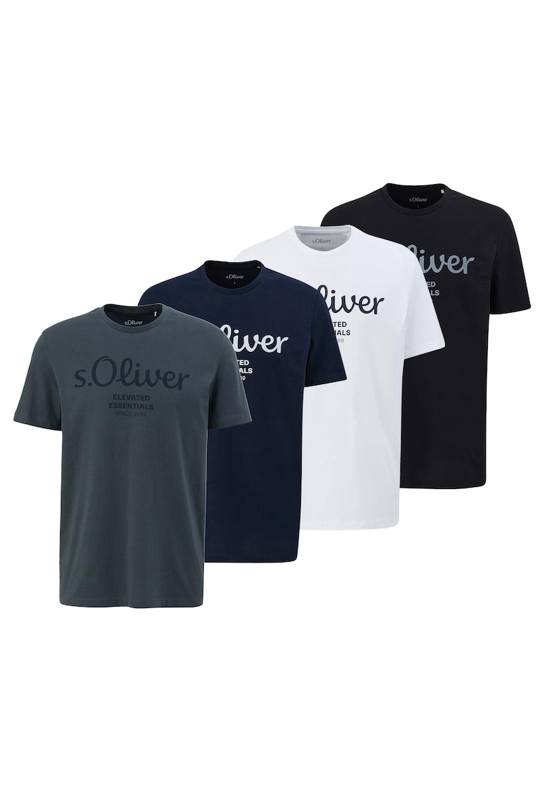 Тениска с лого - 4 броя - Бял/Черен/Tъмносив sOliver