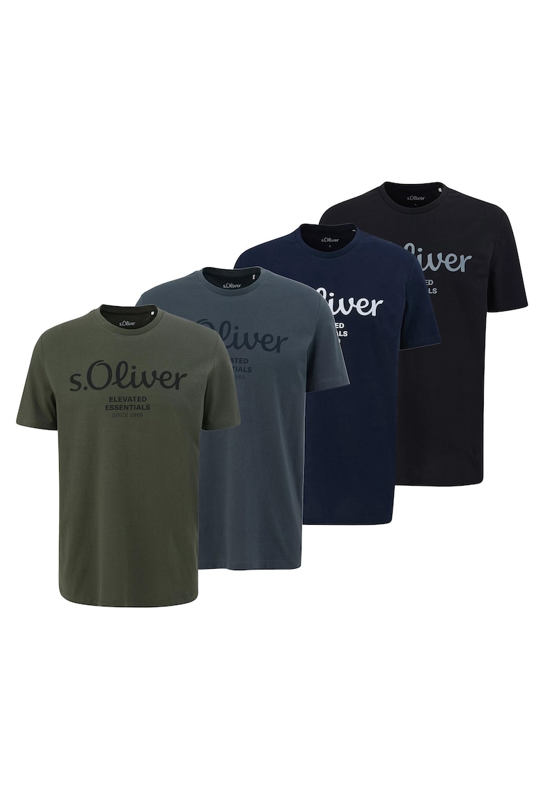 Тениска с лого - 4 броя - Въглен сиво/Каки/Тъмносин sOliver