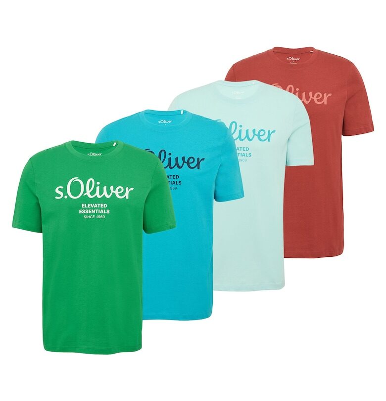 Тениска с лого - 4 броя - Червен/Зелен/Тюркоаз sOliver