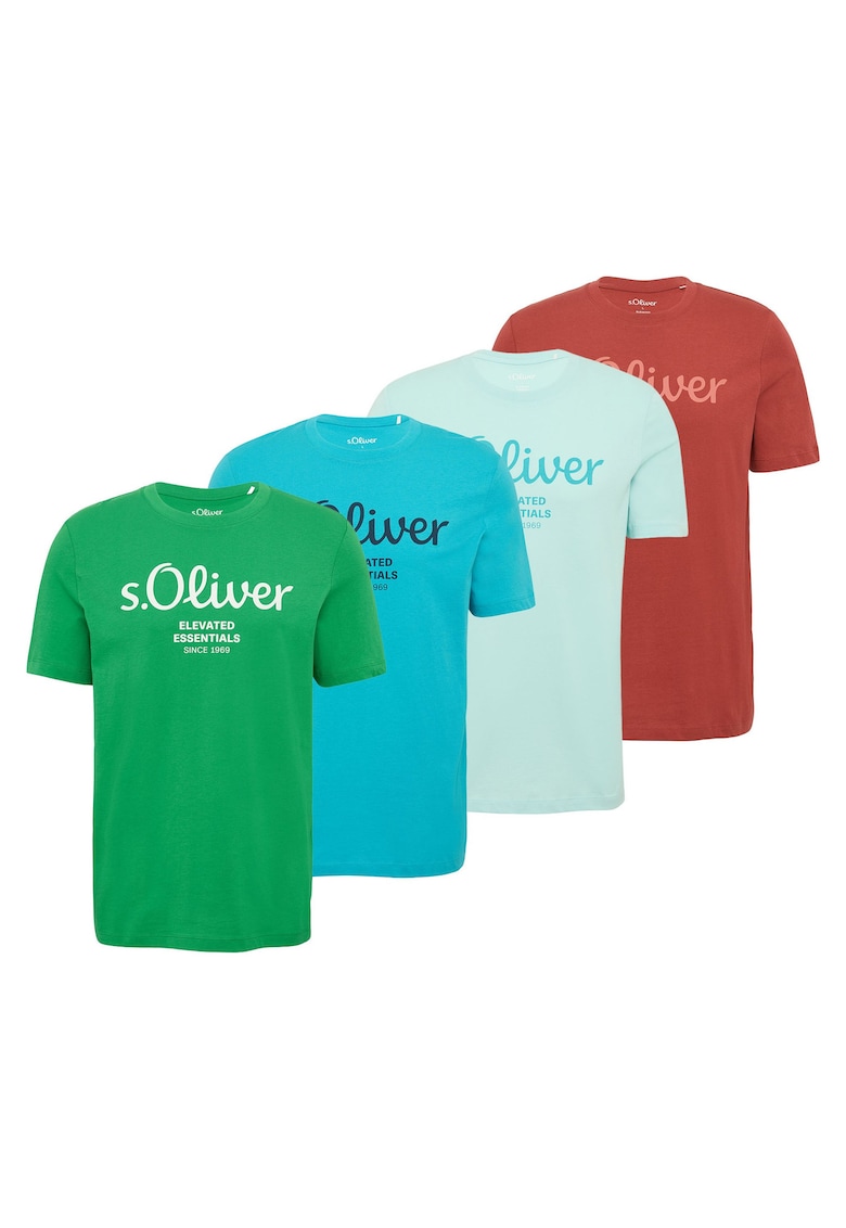 Тениска с лого - 4 броя - Червен/Зелен/Тюркоаз sOliver