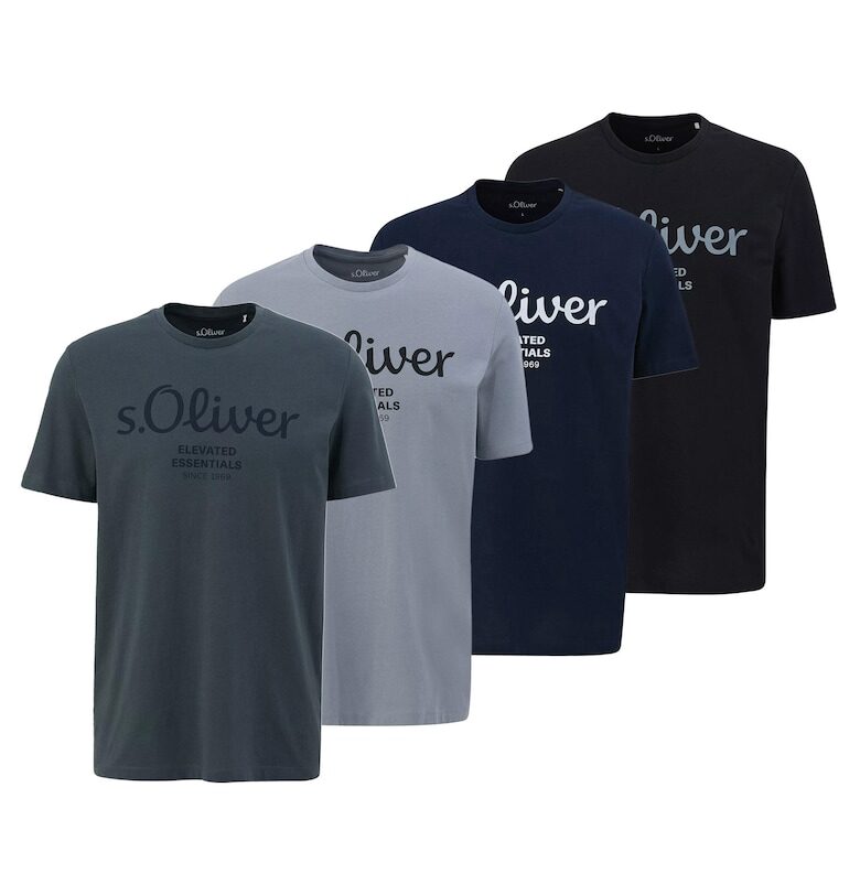 Тениска с лого - 4 броя - Черен/Пепеляво сиво/Тъмносин sOliver