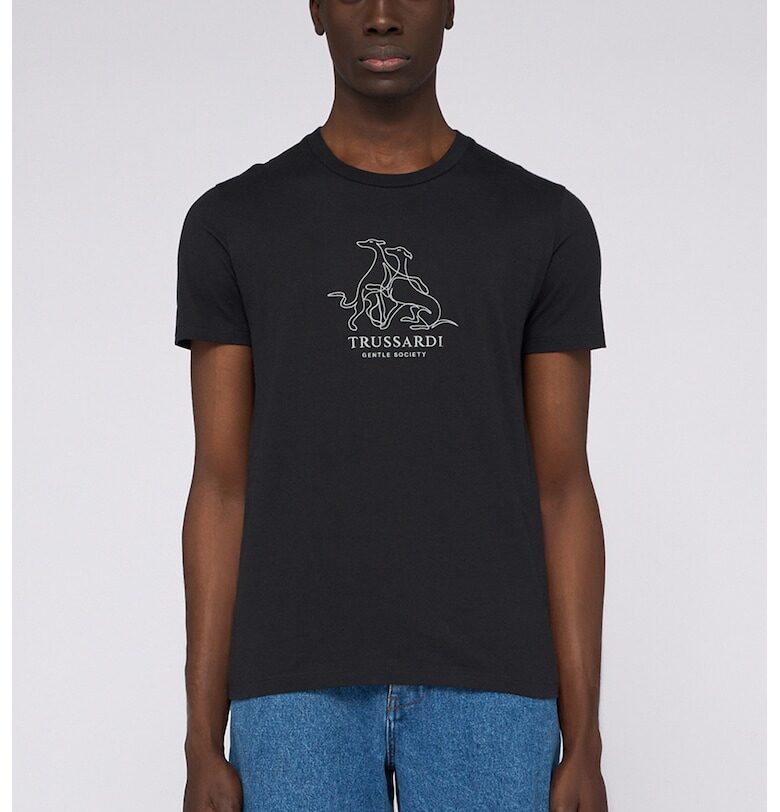 Тениска с лого - Бял/Антрацитно сиво Trussardi