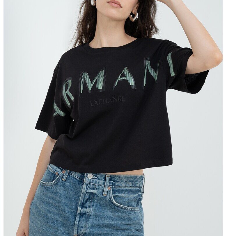 Тениска с лого - Зелен/Черен ARMANI EXCHANGE