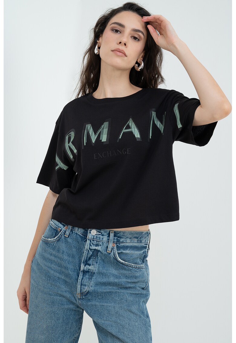 Тениска с лого - Зелен/Черен ARMANI EXCHANGE