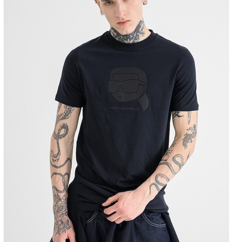 Тениска с лого - Избеляло черно Karl Lagerfeld