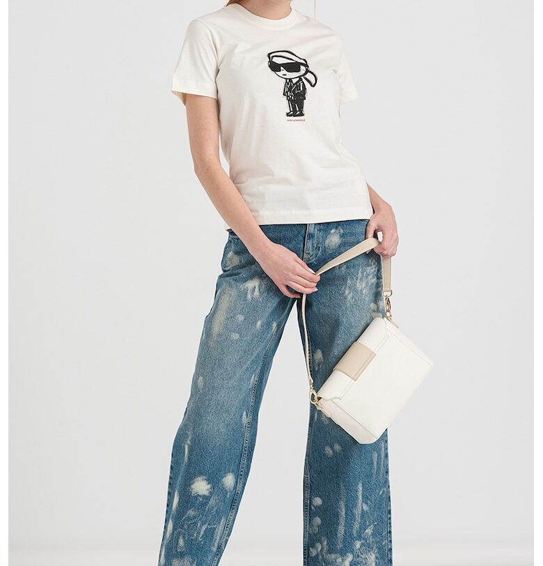 Тениска с лого - Избеляло черно/Мръснобял Karl Lagerfeld