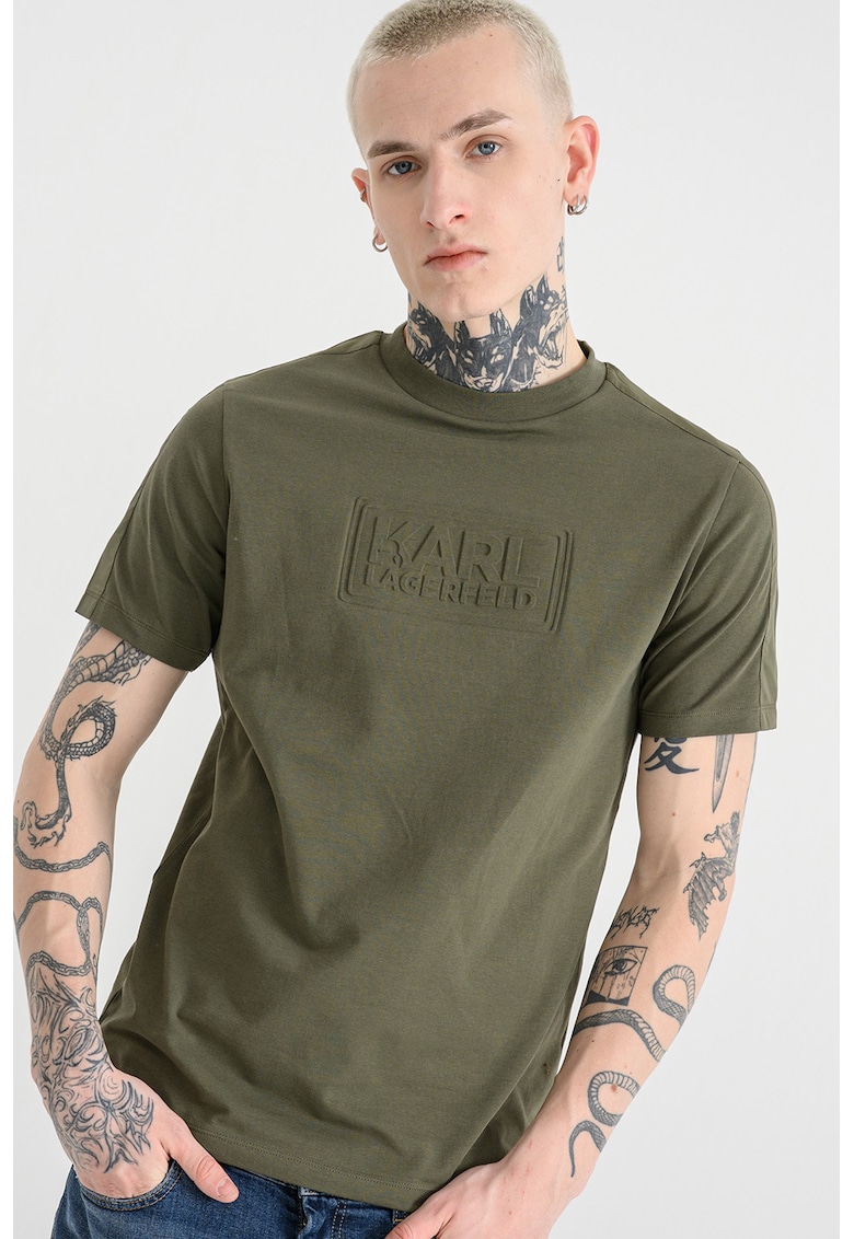 Тениска с лого - Каки Karl Lagerfeld
