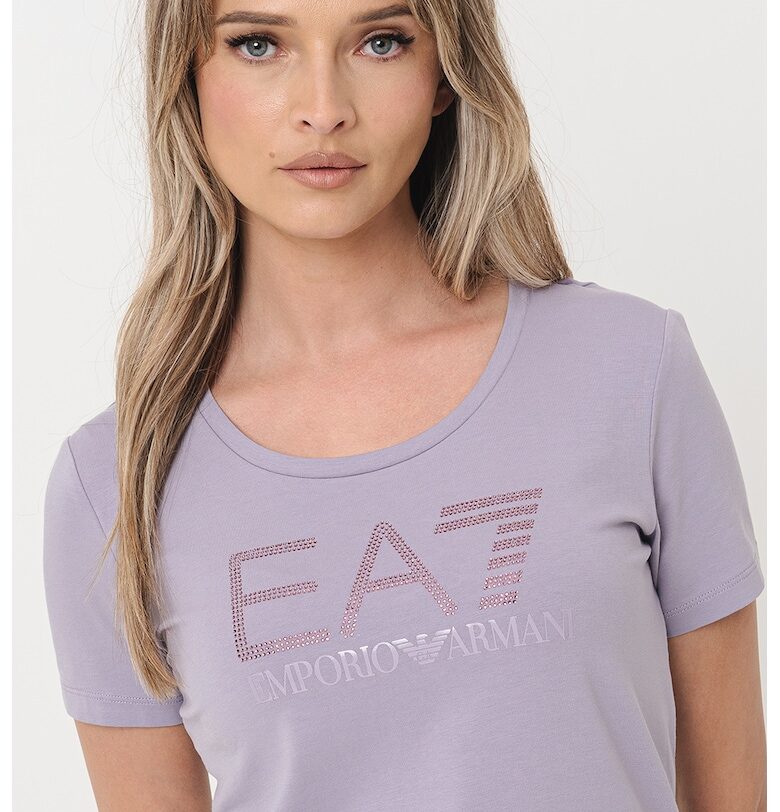 Тениска с лого - Лилав EA7