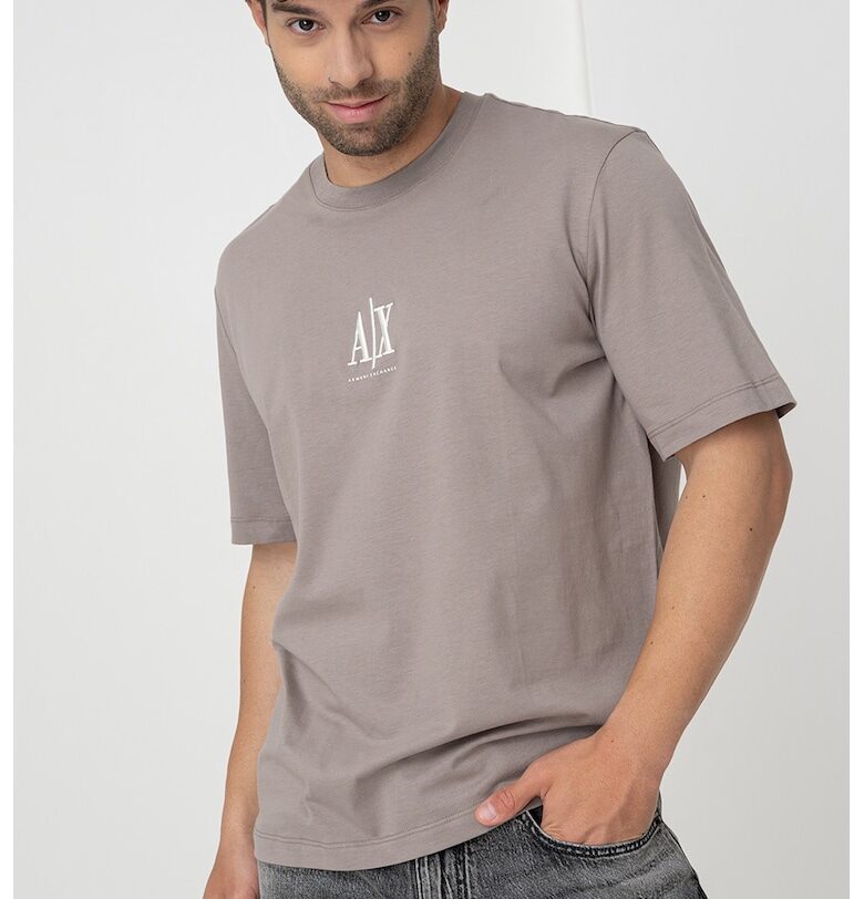 Тениска с лого - Светлокафяв ARMANI EXCHANGE